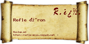 Refle Áron névjegykártya